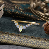 Marquise & Round Cut Opal Curved Wedding Band Stacking Ring